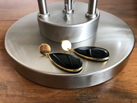 oorbellen XL goud onyx