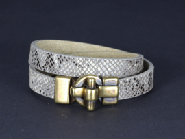 armband met DQ dubbel leer met slangenprint beige