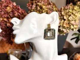 oorbellen beaded turquoise goud