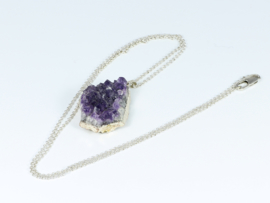 collier zilver met amethist geode