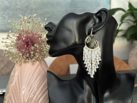 oorbellen beaded lotus wit goud