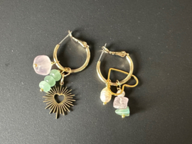 oorbellen Mix & Match edelstenen en parel