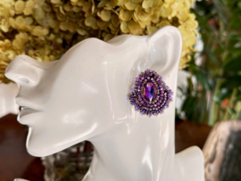 oorbellen beaded paars kristal