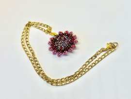 collier goud met hanger bead embroidery roze goud