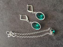 sieradenset zilver swarovski emerald green