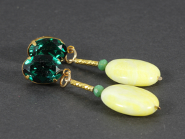 oorbellen goud met swarovski en lemon jade