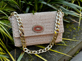 Tas clutch licht beige