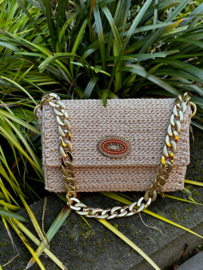 Tas clutch licht beige