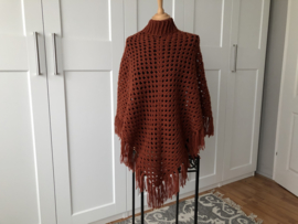 Dames poncho roestbruin