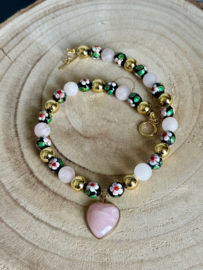 collier ketting met rozenkwarts hart