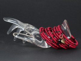 armband wikkel in rood met kristallen en onyx