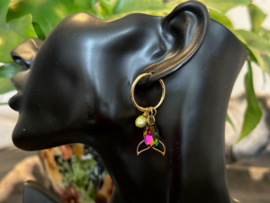 oorbellen/creolen rvs goud facet kristal parel