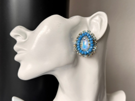 oorbellen beadembroidery oorknoppen blauw