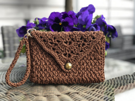 Tas clutch handmade in bruin