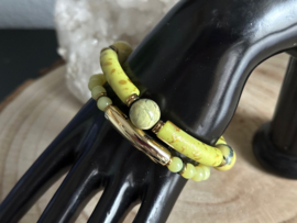 armbanden set elastisch met serpentijn edelsteen en tubes