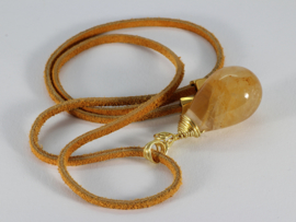collier suède  met edelsteen limoniet kwarts