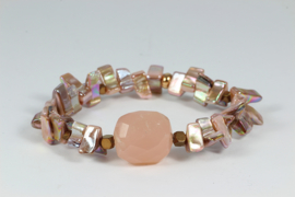 armband parelmoer met roze chalcedoon