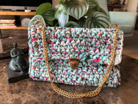 Tas handmade in mint en roze