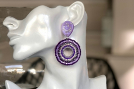oorbellen beaded in  lila paars