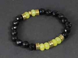 armband elastisch met onyx hematiet en jade