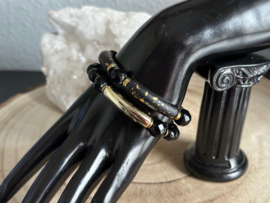 armbanden set zwart goud tubes en onyx edelsteen