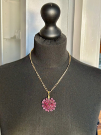 collier goud met hanger bead embroidery roze goud