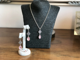 sieradenset zilver met swarovski roze