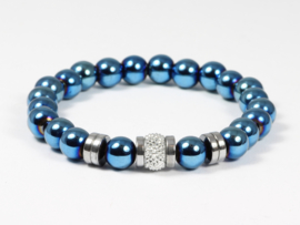 Armband blauw hematiet elastisch