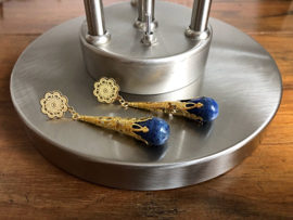 oorbellen XL verguld met lapis lazuli