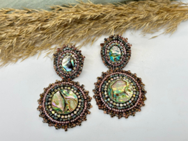 oorbellen bead embroidery abalone shell