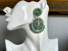 oorbellen bead embroidery barok aventurijn
