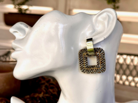 oorbellen bead embroidery vierkant goud zilver