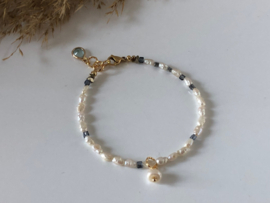 Armband mini rijstparels met swarovski