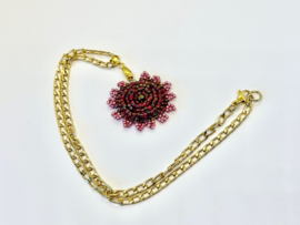 collier goud met hanger bead embroidery roze goud