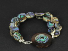 armband met abalone shell en palisander hout