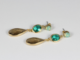 oorbellen lang met swarovski opaal groen