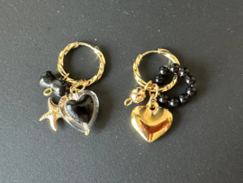oorbellen/creolen M7M rvsgoud onyx