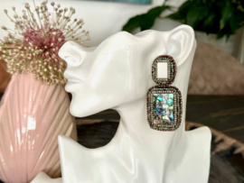 oorbellen bead embroidery parelmoer en abalone shell