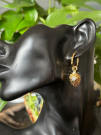 oorbellen/creolen rvs goud met swarovski
