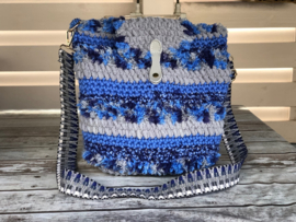 Tas buidel handmade blauw grijs