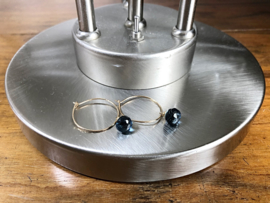 oorbellen creolen goud met hydro quartz blauw