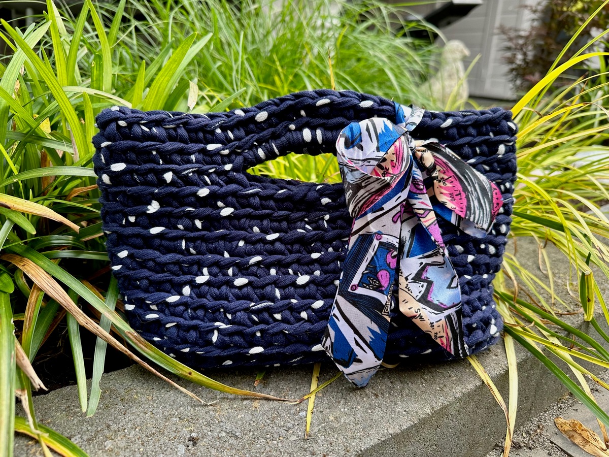 Tas handmade van Ani Original blauw wit