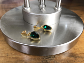 oorbellen kort goud groen swarovski