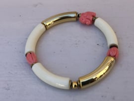 Armband creme en koraal