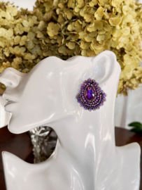 oorbellen beaded paars kristal