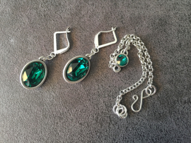 sieradenset zilver swarovski emerald green