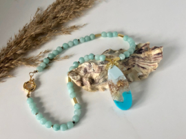 Collier chalcedoon met epoxy hanger Strand