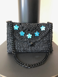 Raffia clutch zwart