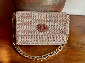 Tas clutch licht beige
