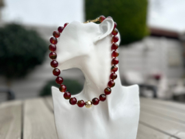 collier/ketting agaat donkerrood groen